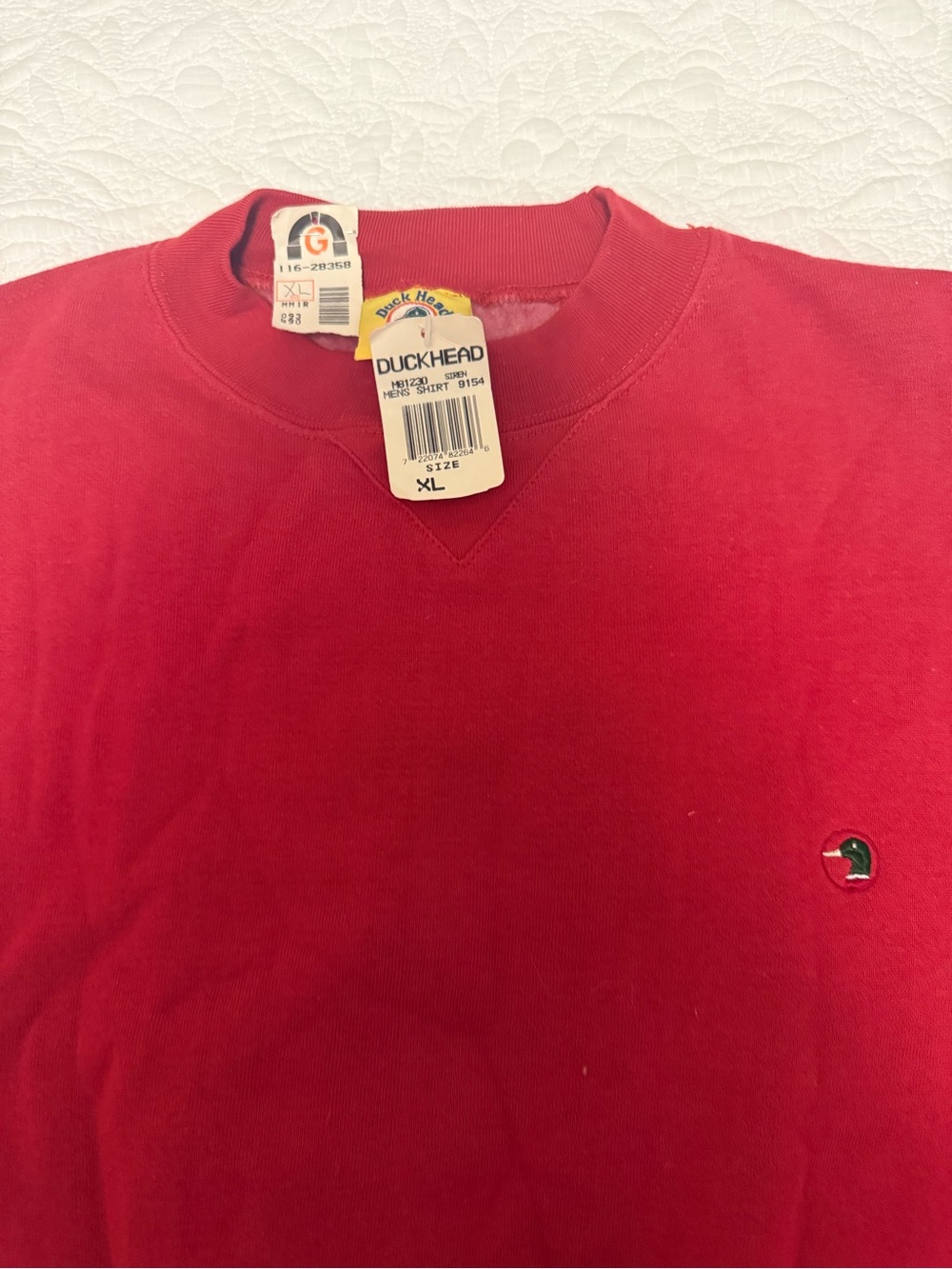 Duck Head Men’s Red Crewneck Sweatshirt with Embroidered Duck Logo